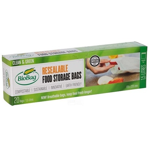 Biobag Resealable Bags, Food Storage - 20 bags