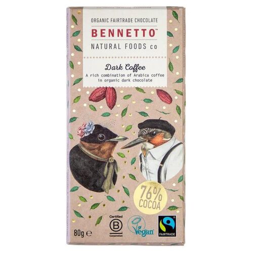 Bennetto Organic Dark Chocolate Dark Coffee 80g